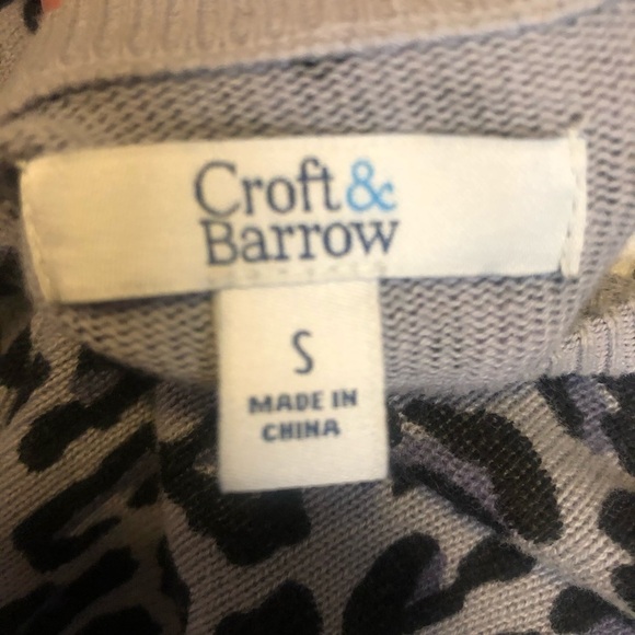 CROFT & Barrow purple animal print cardigan - Picture 9 of 10